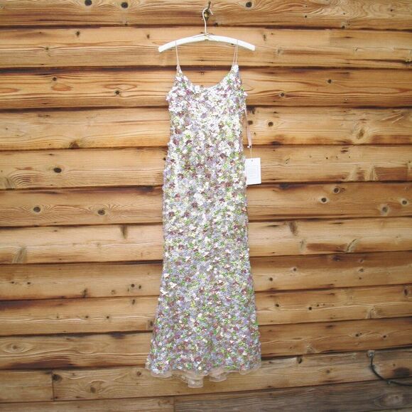 MAC DUGGAL 6153 Multicolor Sleeveless Floral Paillette Embellished Mesh Gown - Picture 6 of 14